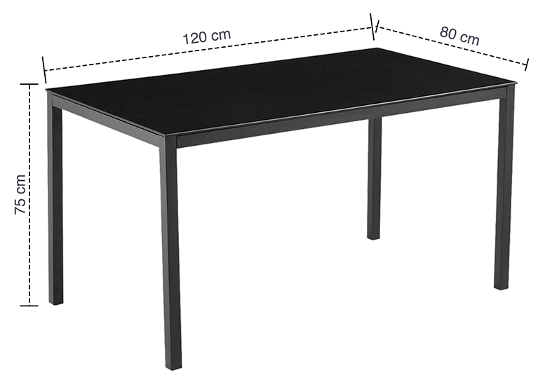 MESA DE COMEDOR VIDRIO NEGRO 120X80X75CM - 3
