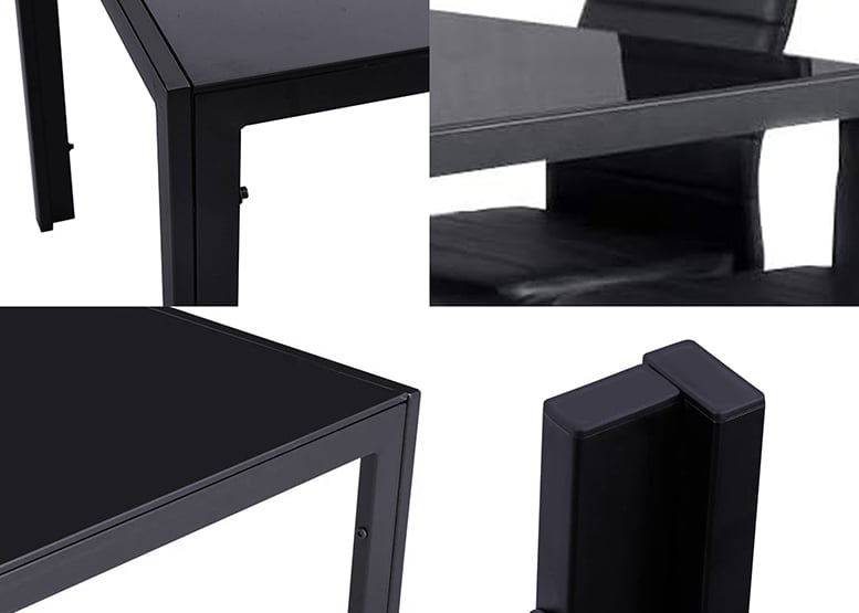 MESA DE COMEDOR VIDRIO NEGRO 120X80X75CM - 4