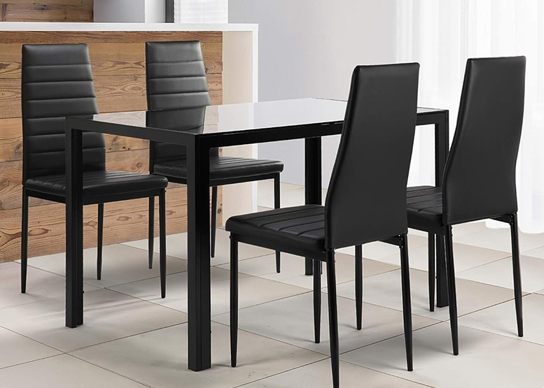 MESA DE COMEDOR VIDRIO NEGRO 120X80X75CM - 6