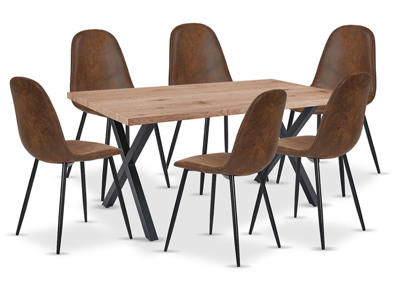 COMEDOR EASTON MESA 75X90X160CM + 6 SILLAS VELVET CAFE - 1