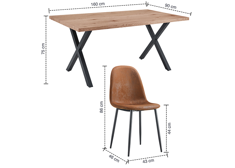 COMEDOR EASTON MESA 75X90X160CM + 6 SILLAS VELVET CAFE - 3