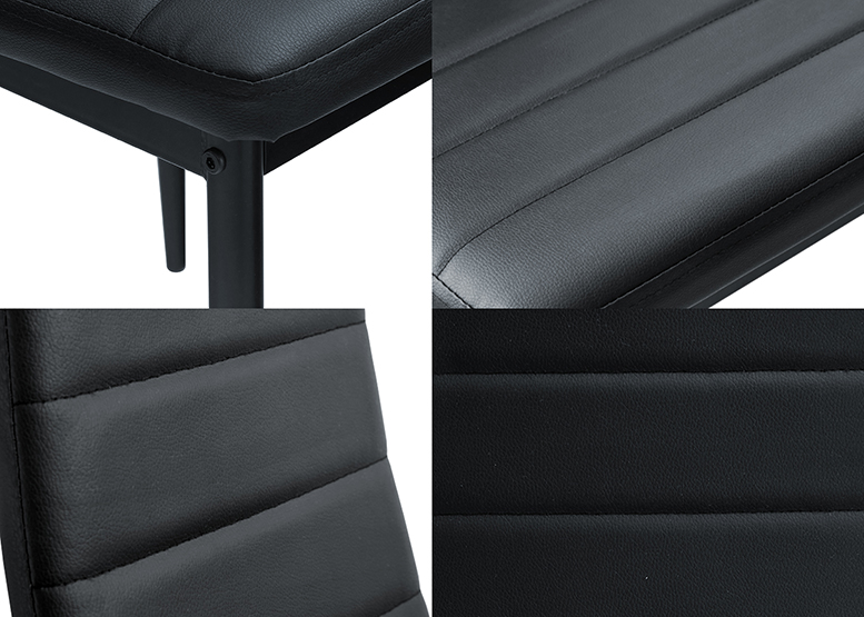 COMEDOR MESA VIDRIO 75X80X120CM + 4 SILLAS PU NEGRO - 5