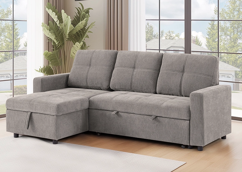 SOFÁ CAMA 3 CUERPOS GRIS 216X106X91CM ALMACENAJE - 2