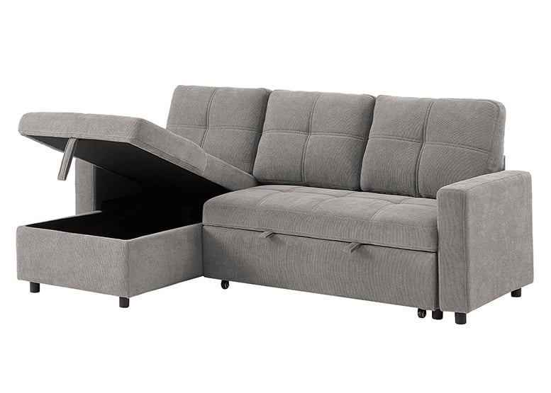 SOFÁ CAMA 3 CUERPOS GRIS 216X106X91CM ALMACENAJE - 4