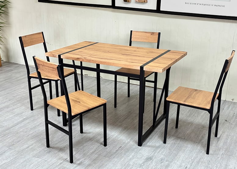 COMEDOR MESA 75X70X120 4 SILLAS METAL-MADERA - 2