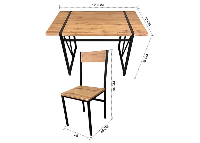 COMEDOR MESA 75X70X120 4 SILLAS METAL-MADERA - 3
