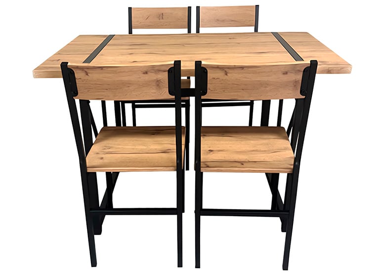 COMEDOR MESA 75X70X120 4 SILLAS METAL-MADERA - 4