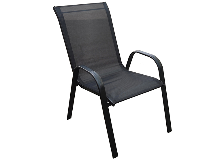 SILLA DE TERRAZA TEXTILENO Y ACERO NEGRO - 1