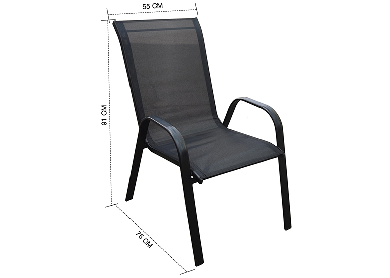 SILLA DE TERRAZA TEXTILENO Y ACERO NEGRO - 3