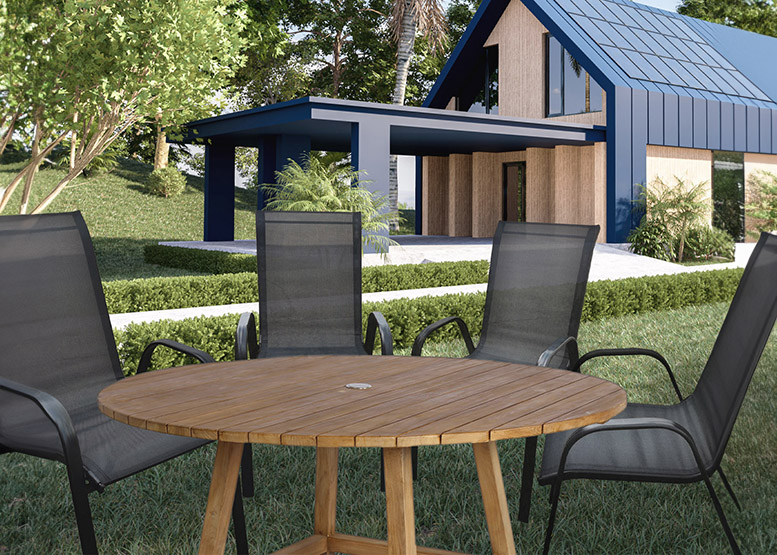 SILLA DE TERRAZA TEXTILENO Y ACERO NEGRO - 6