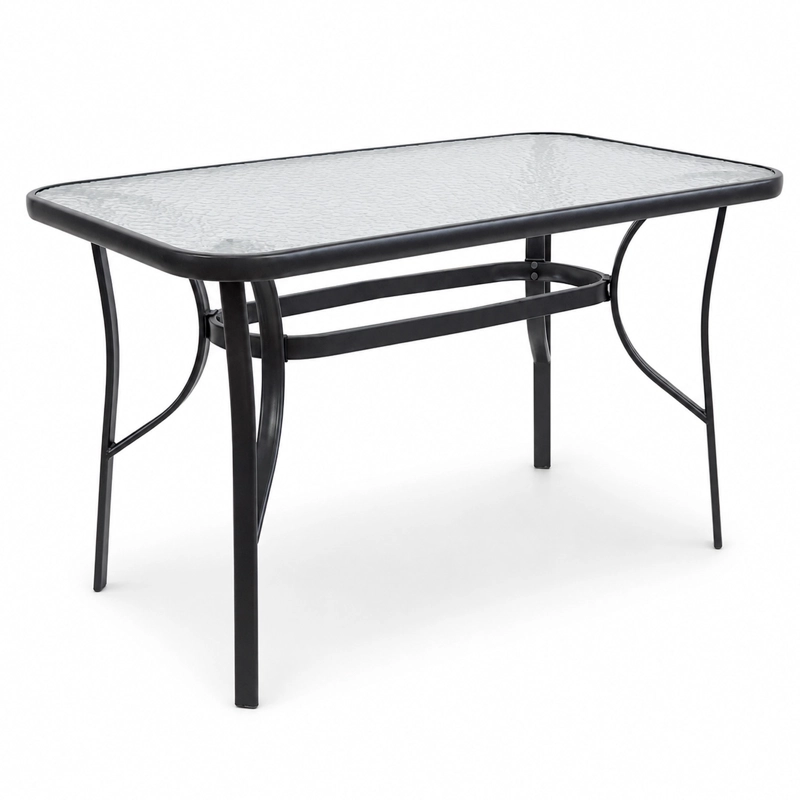 MESA TERRAZA VIDRIO Y ACERO 70x70x120 CM NEGRA - 2