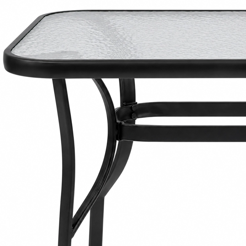 MESA TERRAZA VIDRIO Y ACERO 70x70x120 CM NEGRA - 4