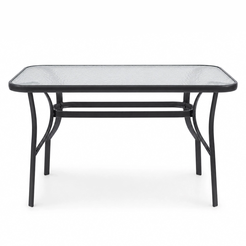 MESA TERRAZA VIDRIO Y ACERO 70x70x120 CM NEGRA - 5