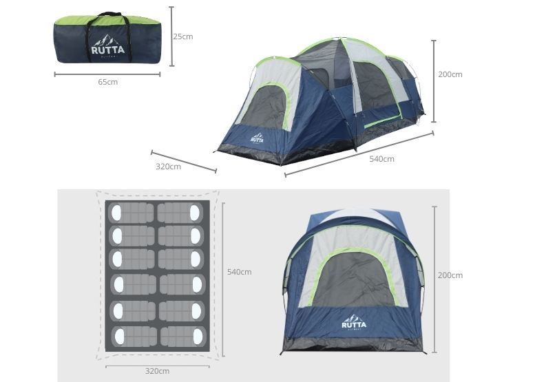 CARPA 12 PERSONAS CAMPING OUTDOOR AZUL - 7