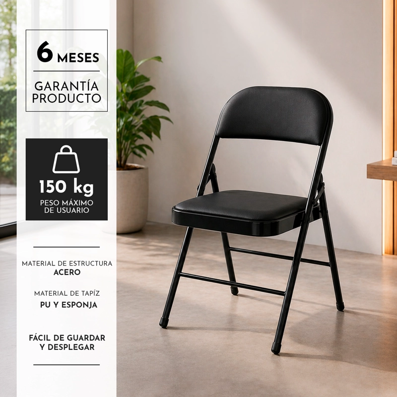 Silla Plegable Acolchada Negra Fold - 3