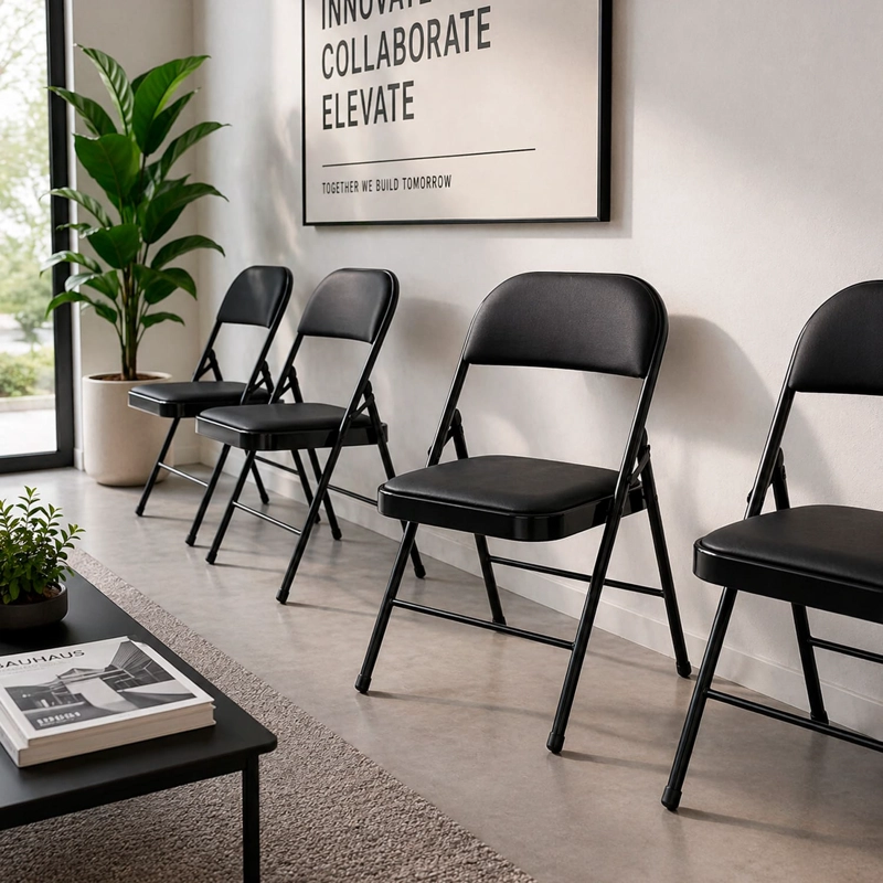 Silla Plegable Acolchada Negra Fold - 4