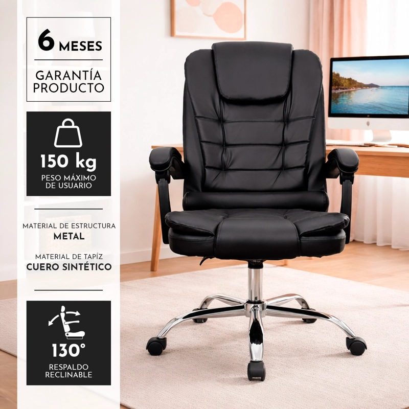 Silla Escritorio Gerencial Praga Ergonómica Negra - 3