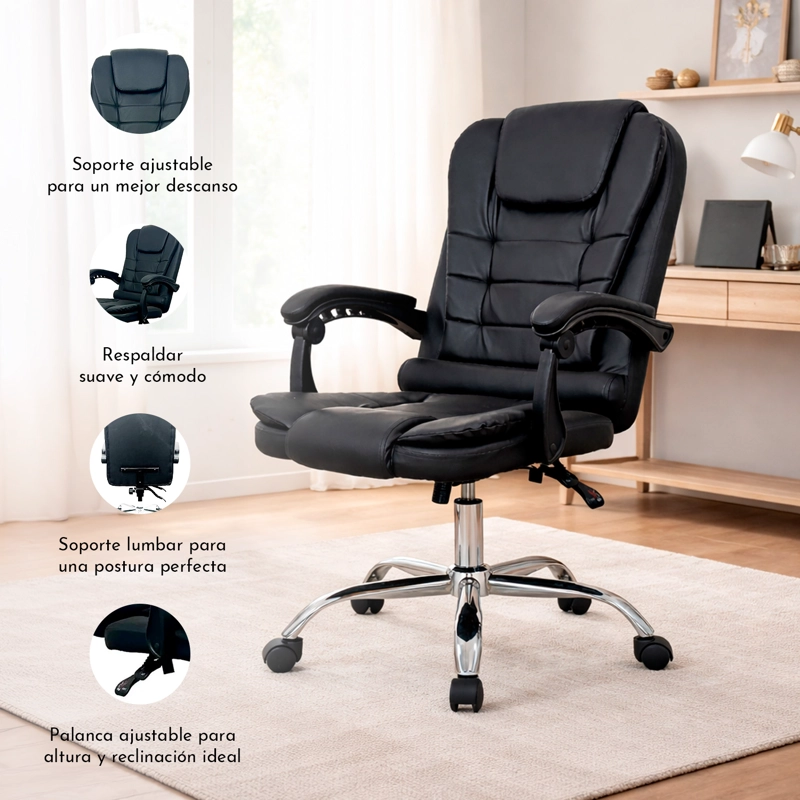 Silla Escritorio Gerencial Praga Ergonómica Negra - 5