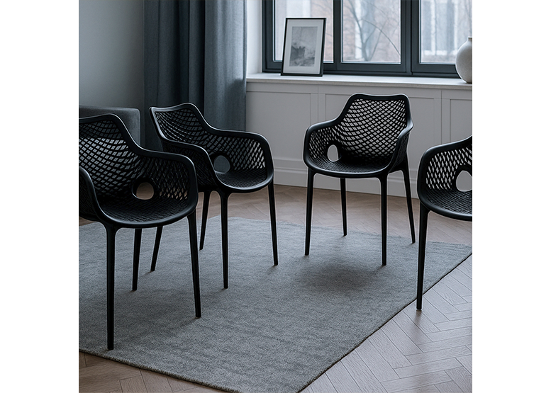 SILLA TERRAZA PLASTICA QATAR NEGRA - 7