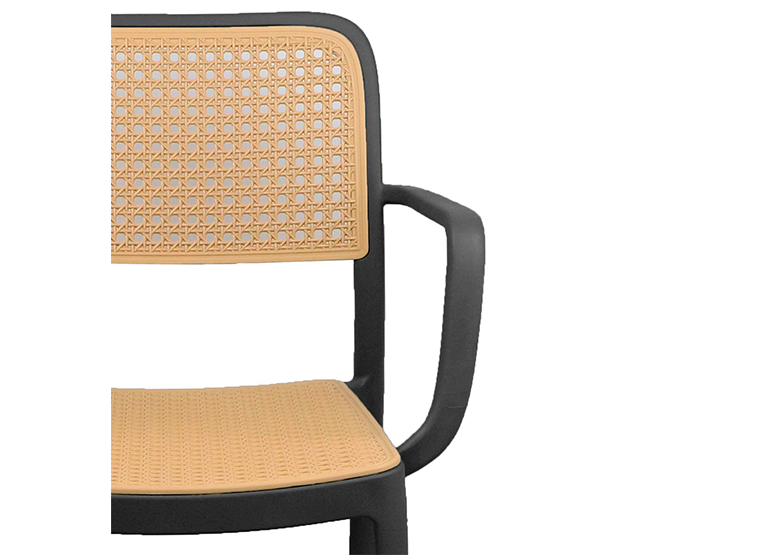SILLA TERRAZA PLASTICA CAIRO CON APOYABRAZOS NEGRA - 4