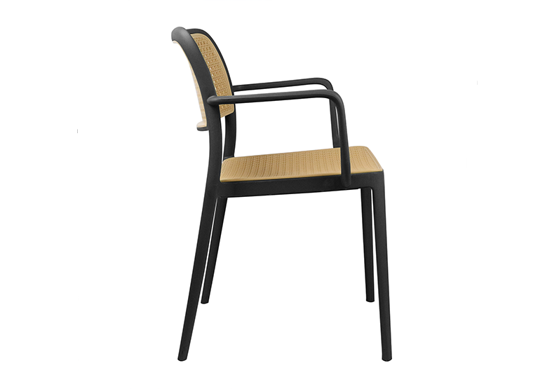 SILLA TERRAZA PLASTICA CAIRO CON APOYABRAZOS NEGRA - 5