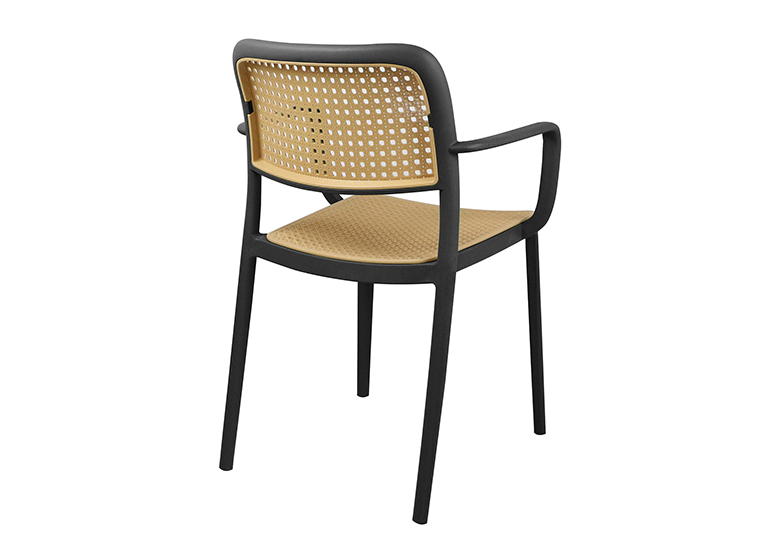SILLA TERRAZA PLASTICA CAIRO CON APOYABRAZOS NEGRA - 6