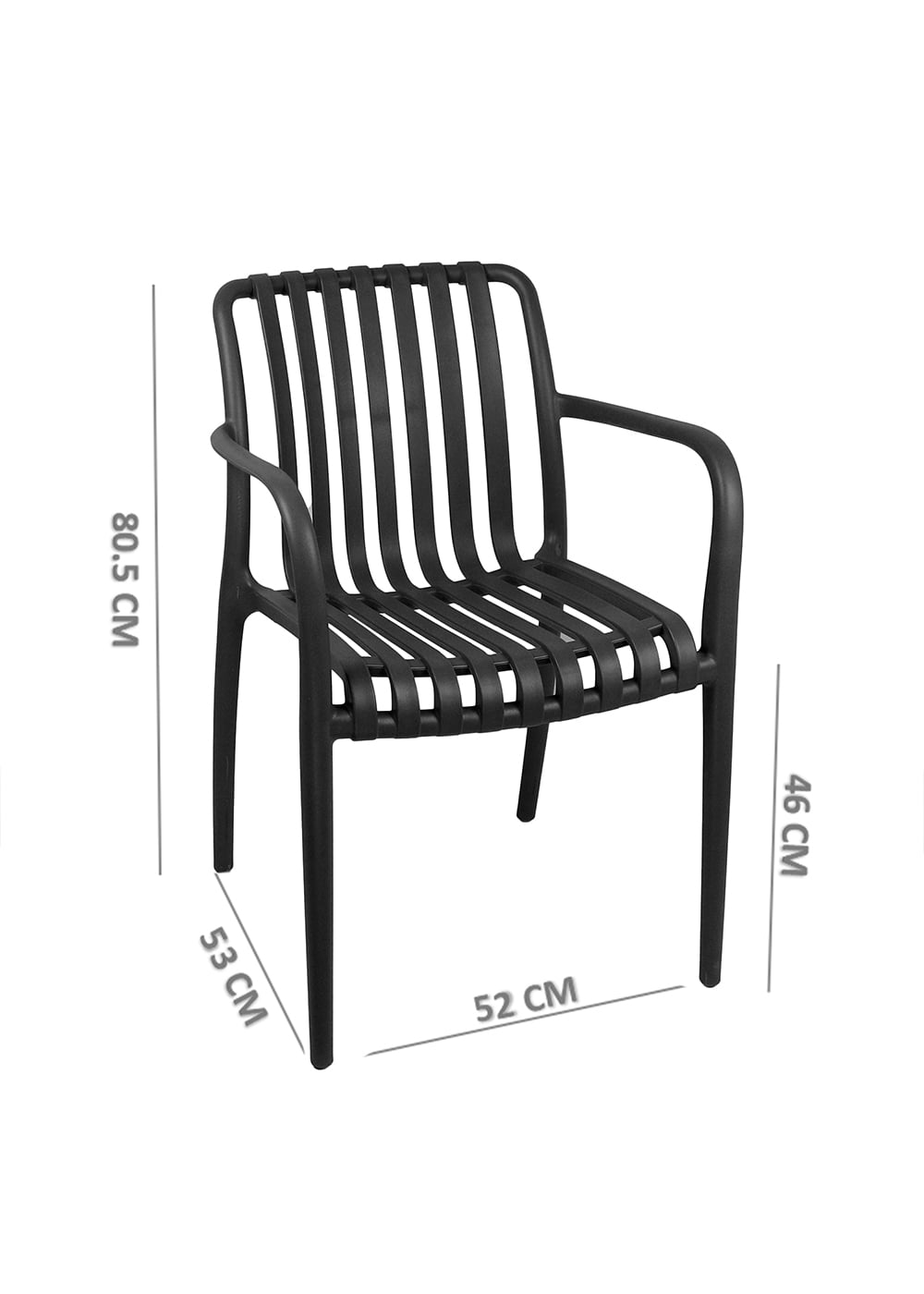 SILLA TERRAZA PLASTICA GIZA NEGRA - 3