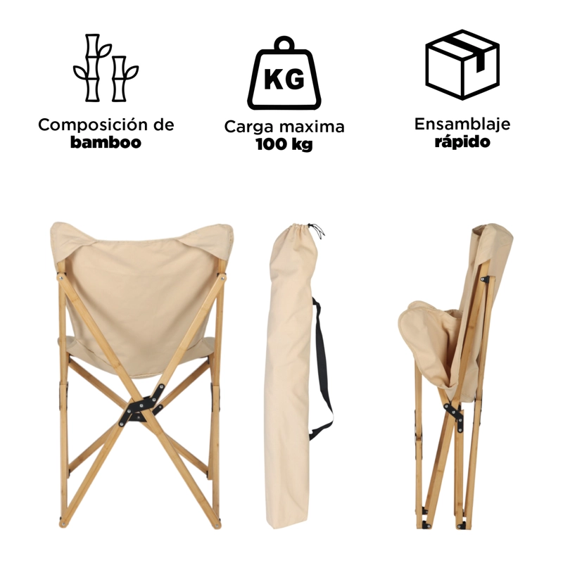 SILLA PLEGABLE CAMPING RANCO BEIGE - 4