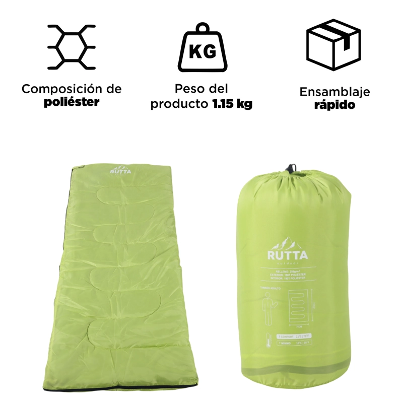 SACO DE DORMIR 250 GR VERDE - 4