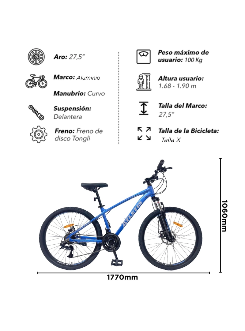 BICICLETA MOUNTAIN BIKE X FORCE ARO 27.5 AZUL - 3