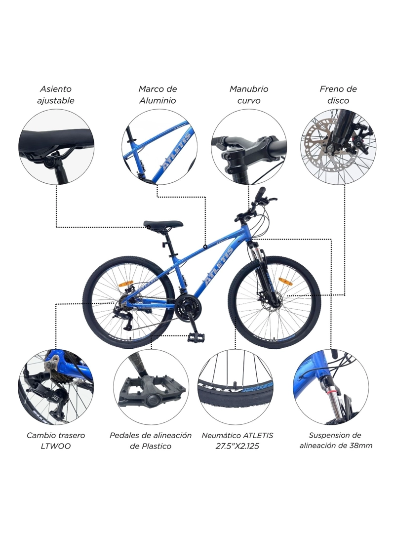 BICICLETA MOUNTAIN BIKE X FORCE ARO 27.5 AZUL - 4