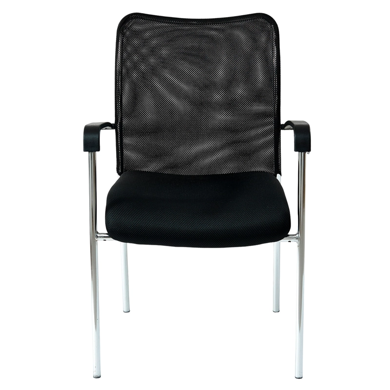 SILLA VISITA STRONG RESPALDO MALLA CROMADA NEGRA - 4