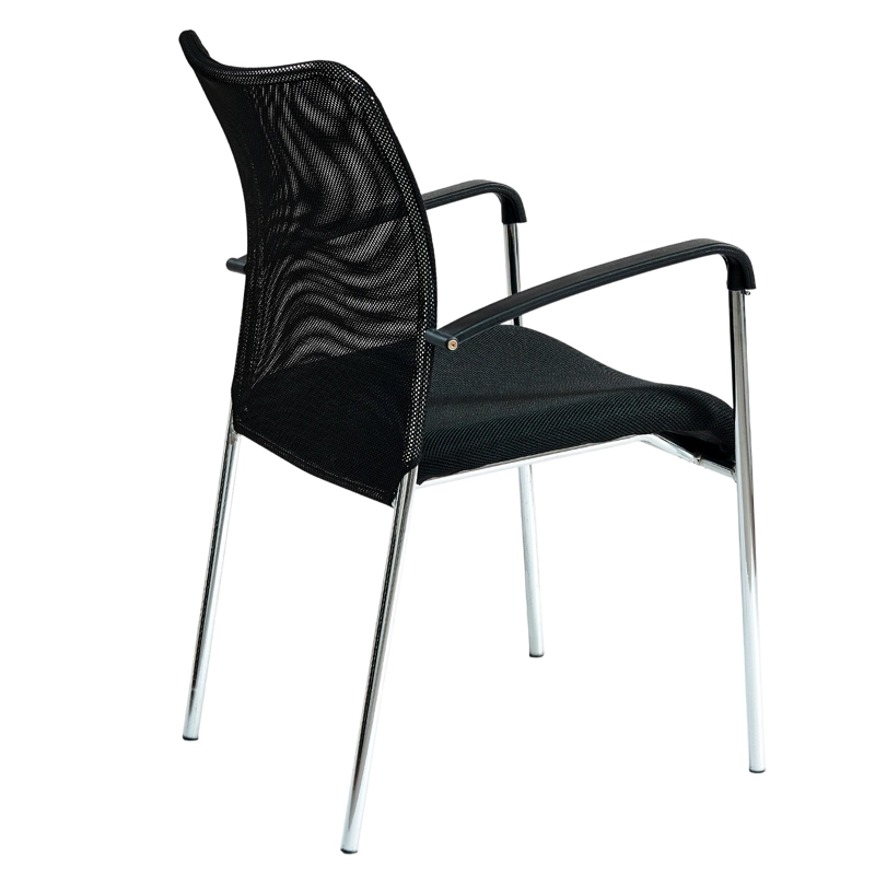 SILLA VISITA STRONG RESPALDO MALLA CROMADA NEGRA - 5