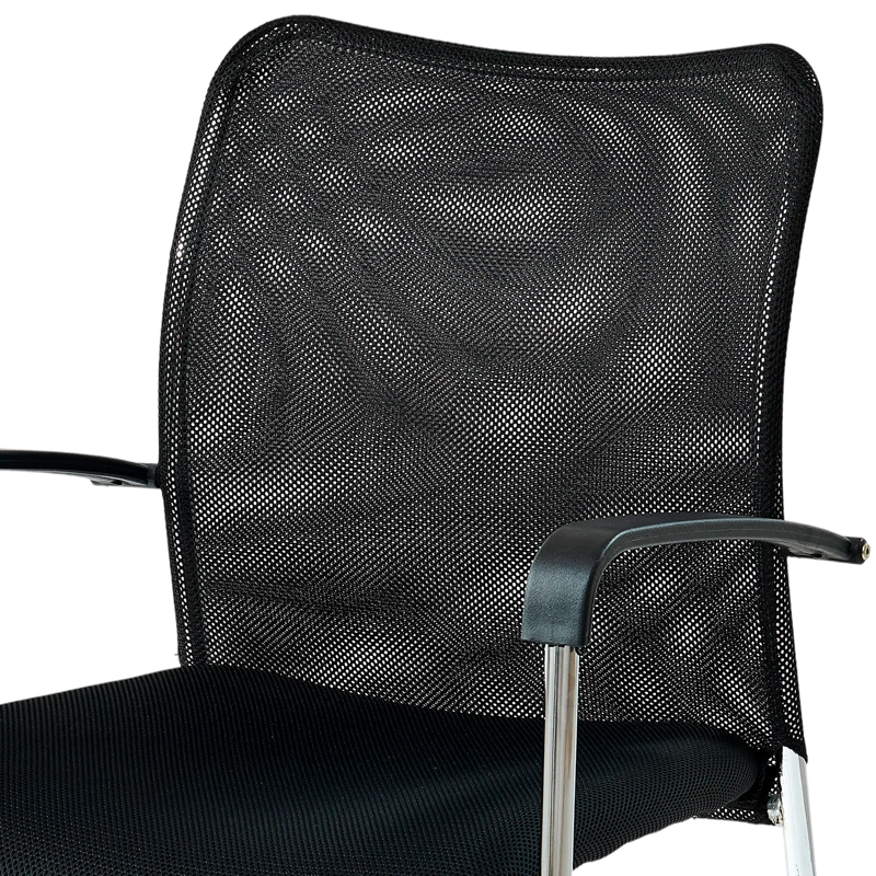 SILLA VISITA STRONG RESPALDO MALLA CROMADA NEGRA - 6