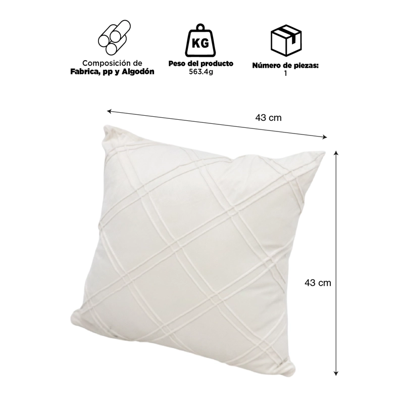 COJIN DECORATIVO GRIS CLARO 43X43CM - 3