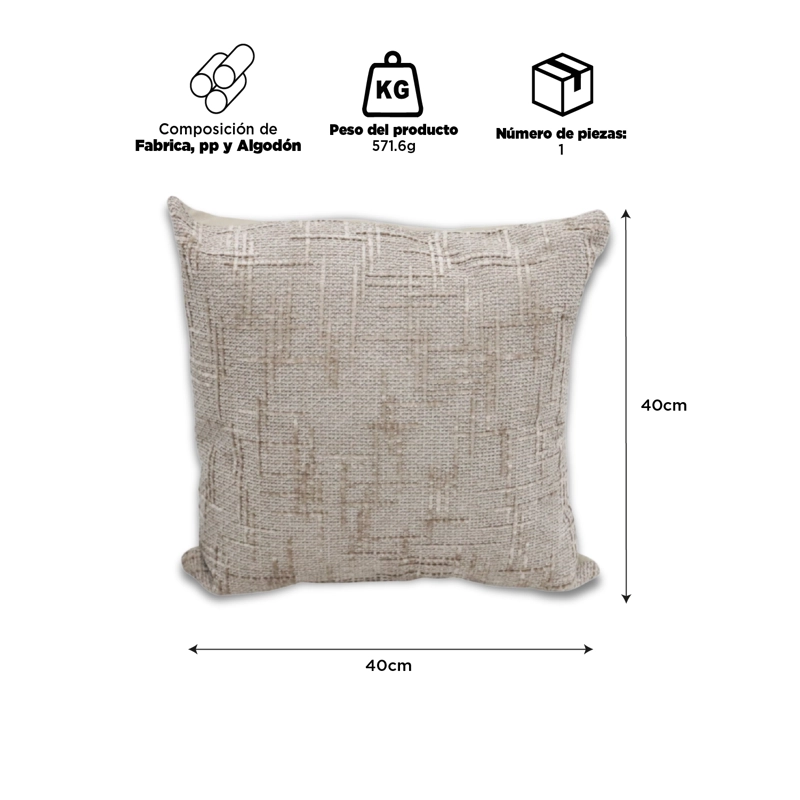 COJIN DECORATIVO BEIGE 40X40CM - 2