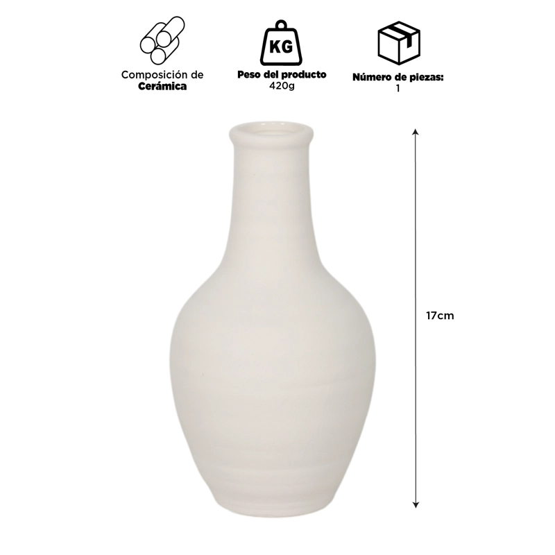 FLORERO CERAMICA BLANCO 17CM - 2