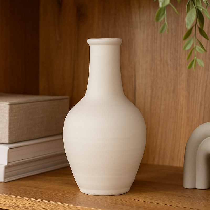 FLORERO CERAMICA BLANCO 17CM - 3