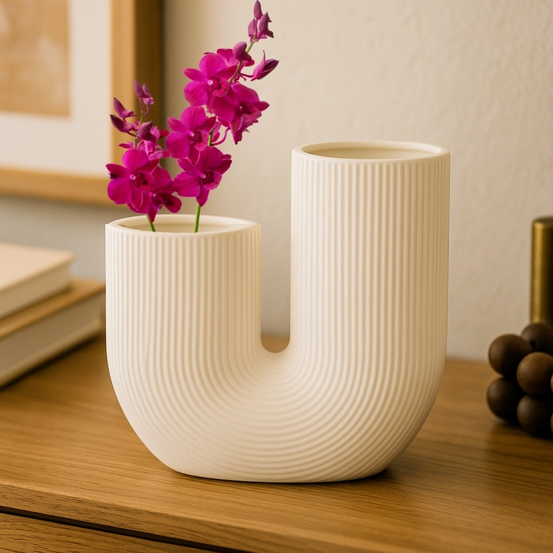 FLORERO ADORNO CERAMICA BLANCO 21CM - 3
