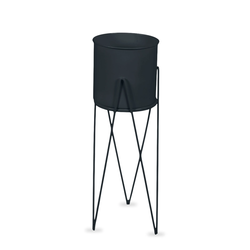 PORTA MACETERO PEDESTAL DECORATIVO NEGRO 63 CM - 1