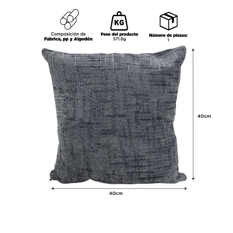 COJIN DECORATIVO GRIS OSCURO 40X40CM - 2