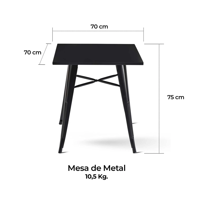 MESA METAL TOLIX NEGRA 70X70 CM - 3
