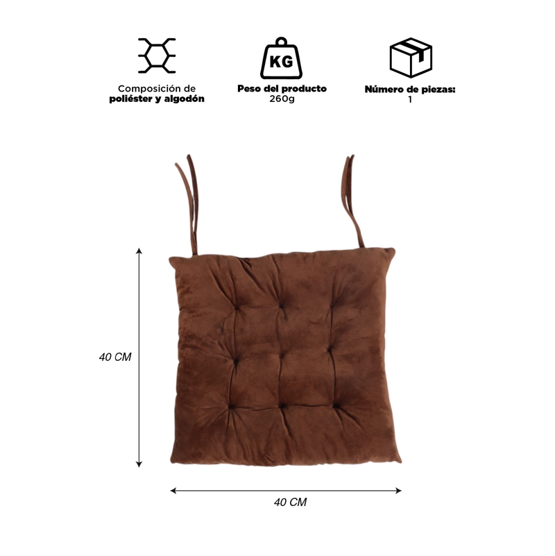 COJIN PARA SILLA CAFE  CLARO 40X40 CM - 4