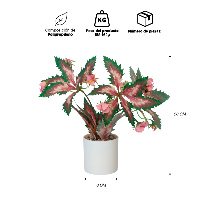 PLANTA ARTIFICIAL BEGONIA FLOR 30X8 CM - 3