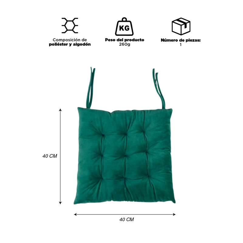 COJIN PARA SILLA PETROLEO 40X40 CM - 4