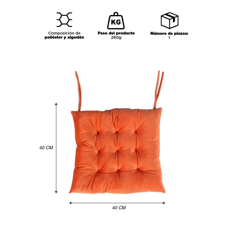 COJIN PARA SILLA NARANJA 40X40 CM - 4