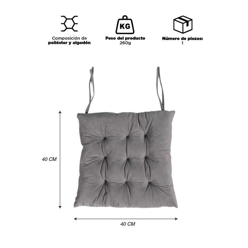 COJIN PARA SILLA GRIS CLARO 40X40 CM - 4