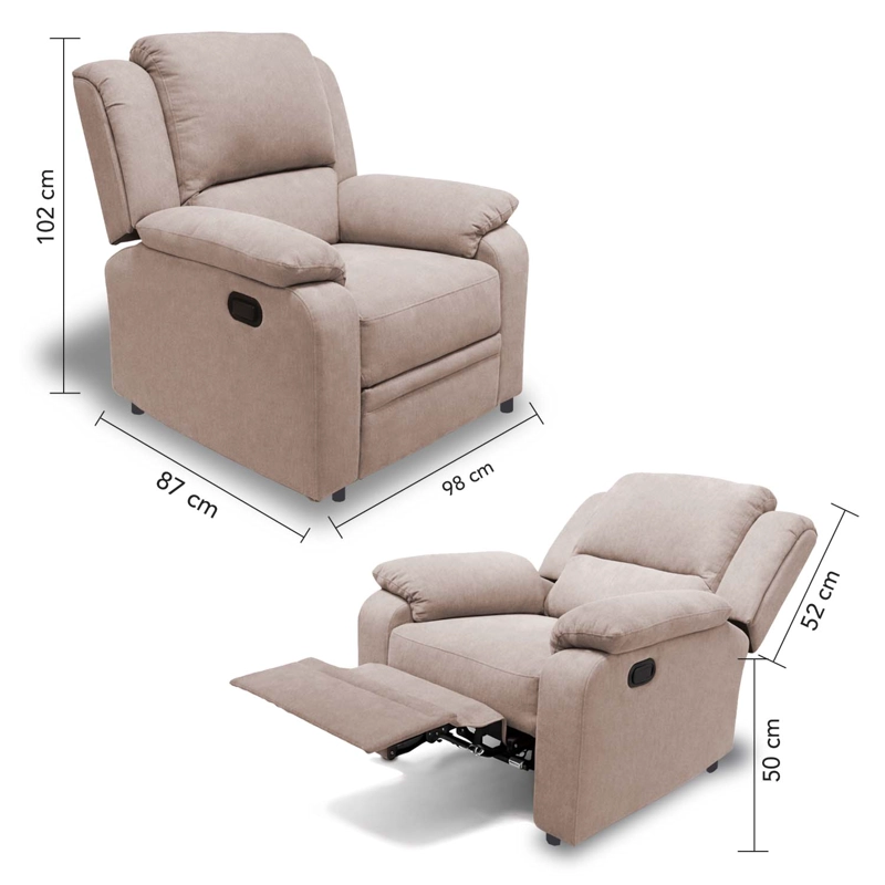 BERGER RECLINABLE SEVILLA LINO BEIGE - 6