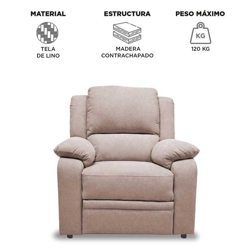 BERGER RECLINABLE SEVILLA LINO BEIGE - 7