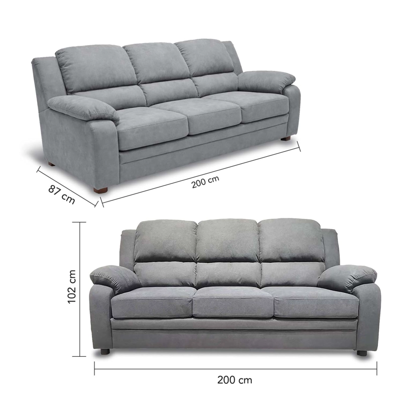 SOFA 3 CUERPOS SEVILLA LINO GRIS - 6